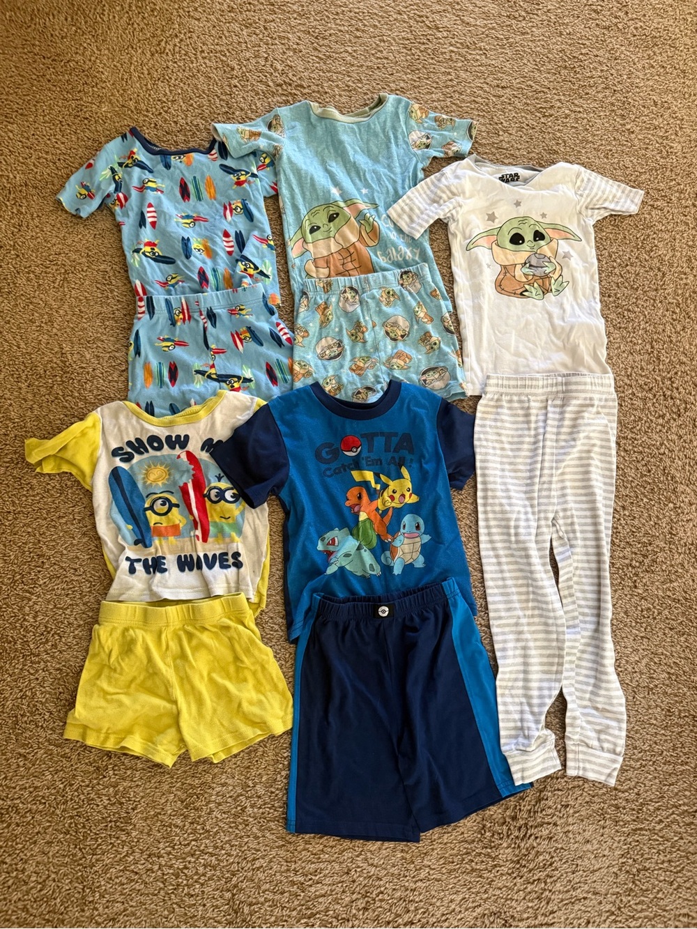 Boys pajamas set. Minion pokemon yoda size 6
